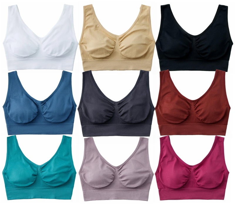 Hiking Gril Women's Comfort Wirefree Bralette Unpadded Sleep Yoga Bra 9pk XXL - Image 1