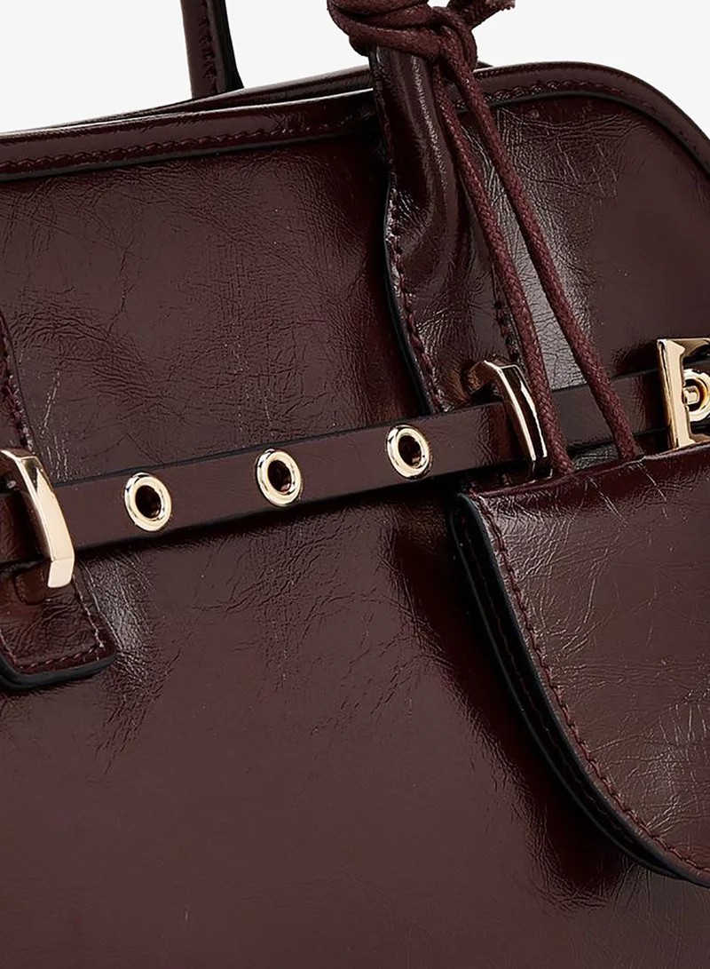 Celeste BURGUNDY Textured Shoulder Bag With Double Handle for Women | Best Price UAE