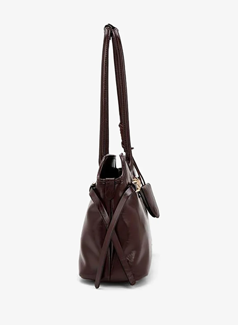 Celeste BURGUNDY Textured Shoulder Bag With Double Handle for Women | Best Price UAE