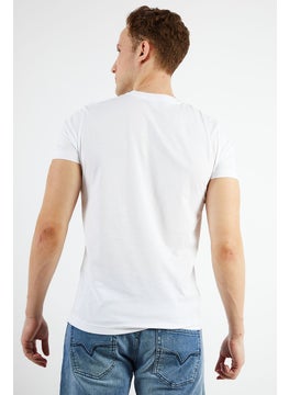 DIESEL Men Crew Neck Short Sleeves Printed Tee, White Combo  - Image 2