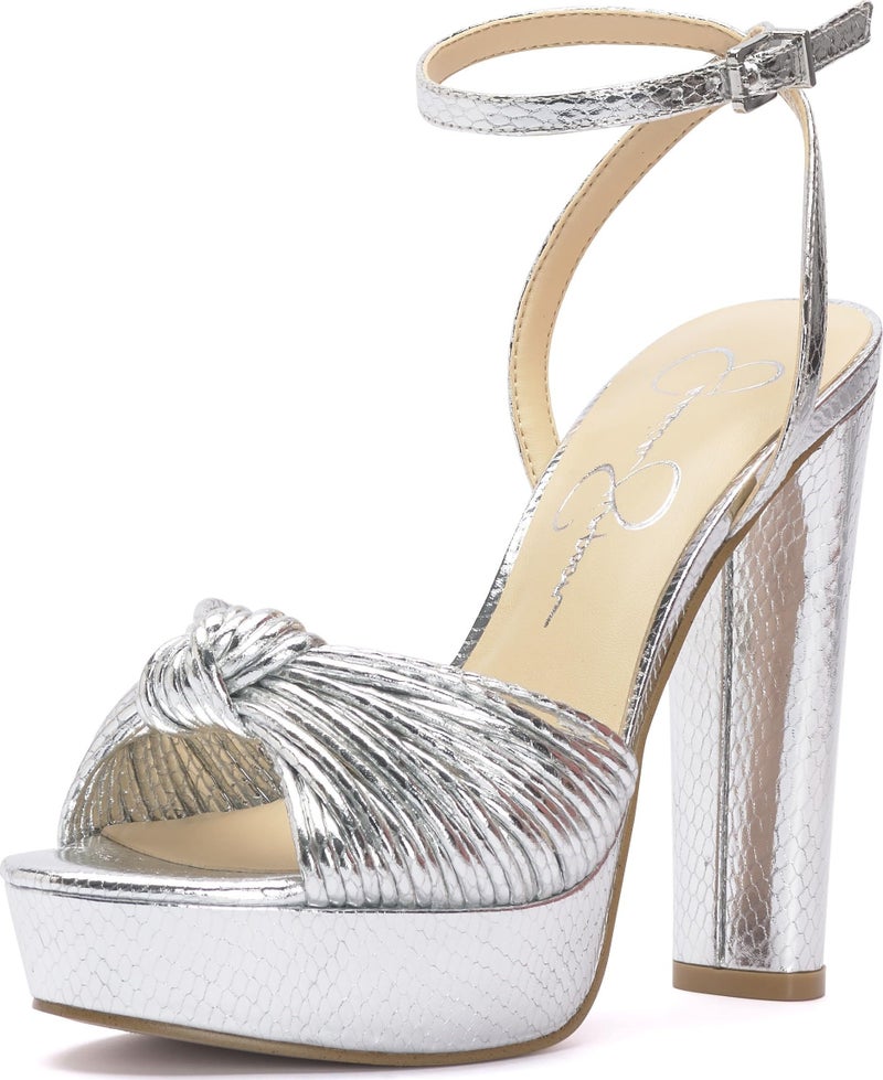 Jessica Simpson Womens Immie Platform Sandal with Ankle Strap, Silver, 7.5 - Image 1