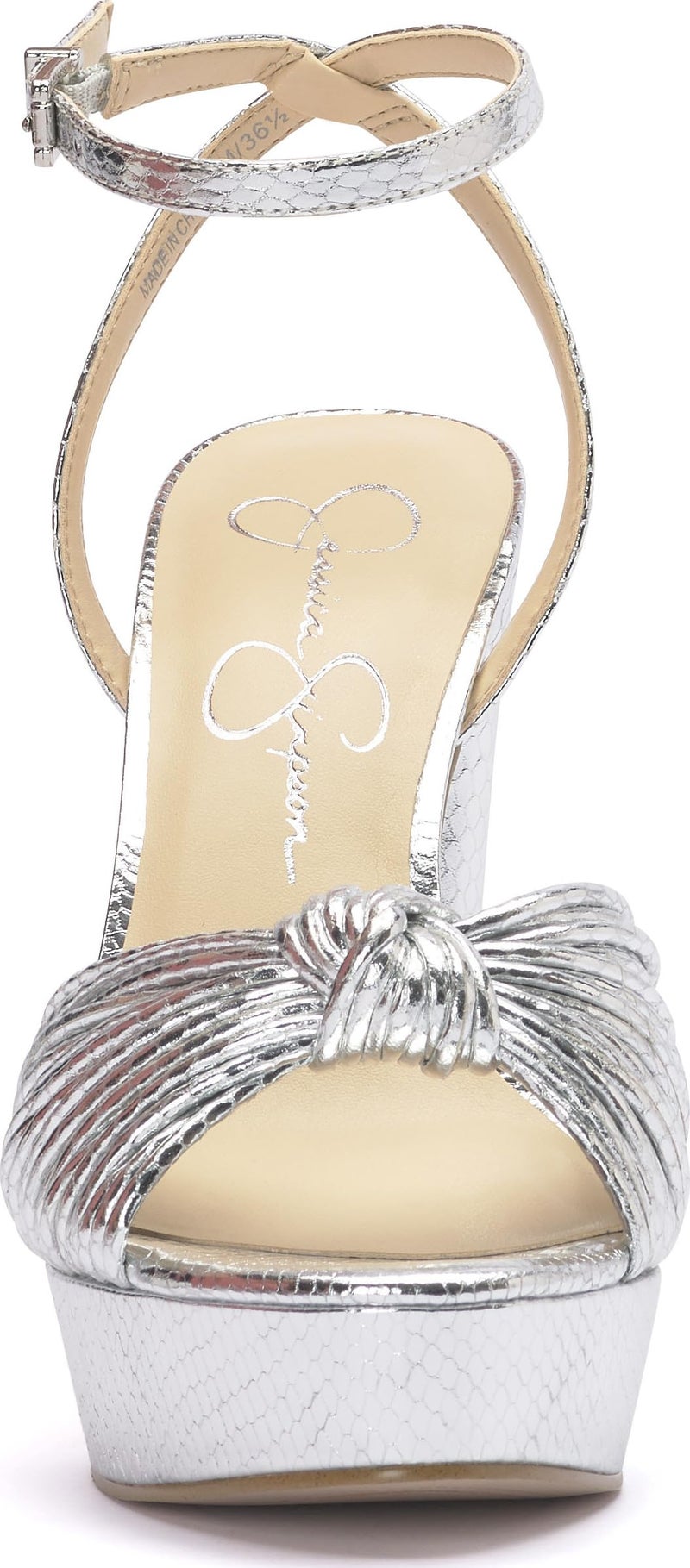 Jessica Simpson Womens Immie Platform Sandal with Ankle Strap, Silver, 7.5 - Image 2