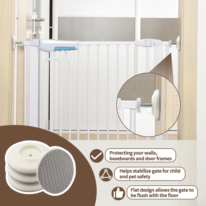Abvsdu 12MM Baby Gate Extender Extension, 4 Pack Baby Gate Replacement Parts, M8 Replacement Bolt Part for Child Safety Pressure Mounted Safety Gates with Wall Protector for Stairs Cup Guard - Image 5