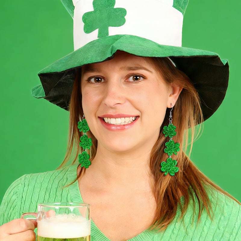 Fullive St Patricks Day Earrings for Women, Acrylic Shamrock Earrings, Irish Festival Dangle for St Patricks Day Accessories - Image 5