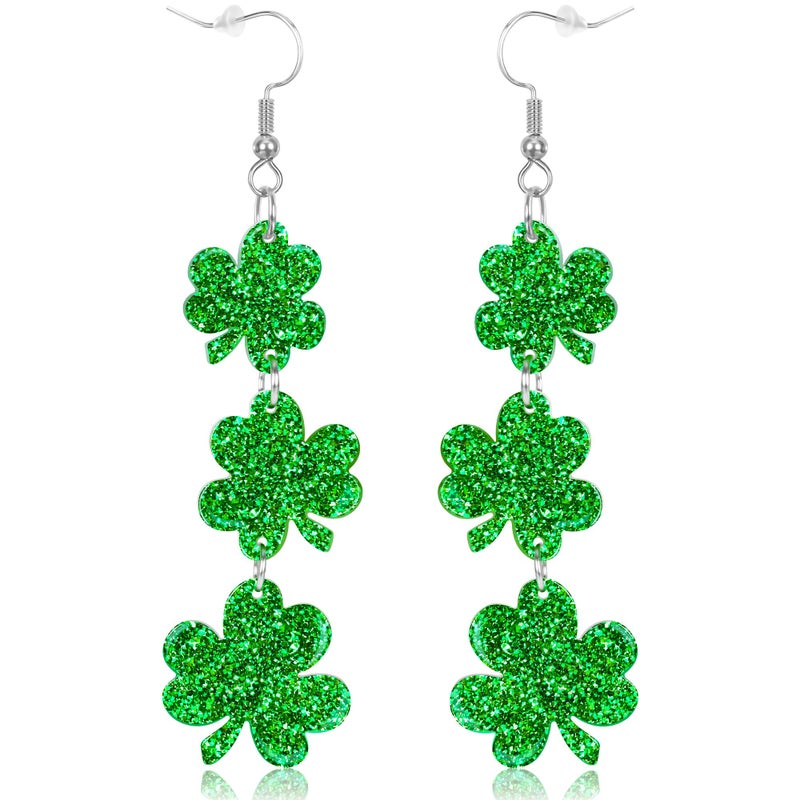 Fullive St Patricks Day Earrings for Women, Acrylic Shamrock Earrings, Irish Festival Dangle for St Patricks Day Accessories - Image 1