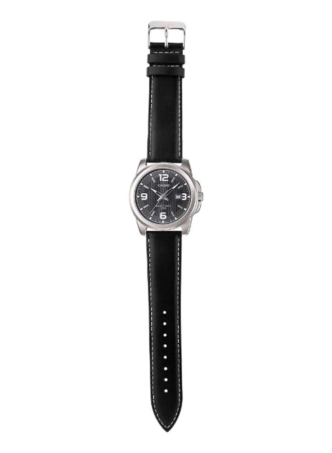 CASIO Men Leather Analog Wrist Watch MTP-1314L-8AV - 45 mm - Black - Image 3