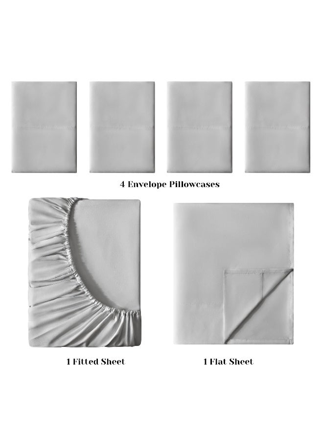 BYSURE Hotel Luxury Bed Sheets Set 6 Piece(Full, Light Gray) - Super Soft 1800 Thread Count 100% Microfiber Sheets with Deep Pockets, Wrinkle & Fade Resistant - Image 3