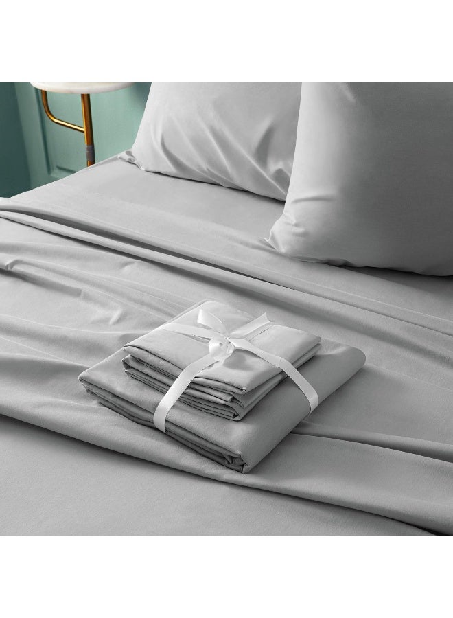 BYSURE Hotel Luxury Bed Sheets Set 6 Piece(Full, Light Gray) - Super Soft 1800 Thread Count 100% Microfiber Sheets with Deep Pockets, Wrinkle & Fade Resistant - Image 4