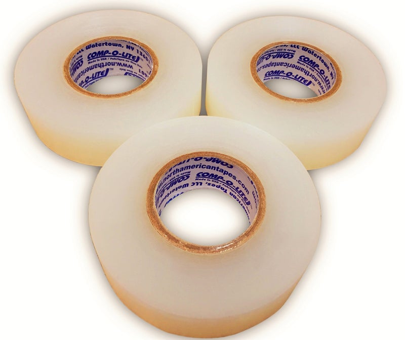 Comp-O-Lite North American Tapes, Comp-O-Lite, Hockey Tape, 3 Rolls Per Pack, Clear Poly Shin Pad, 24MM X 25M Per Roll, Made in USA, Easy Rip & Stretch - Image 2