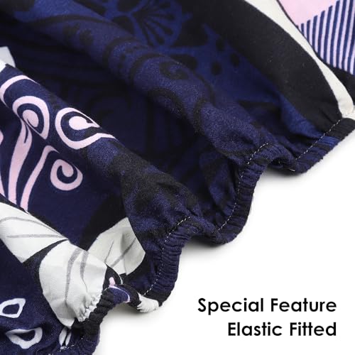 Nivasam Cotton Feel Glace Cotton Elastic Fitted Printed King Size Double Bed Bedsheet with 2 Pillow Cover(72"x78") 300-350 threadcount (Design6) - Image 3