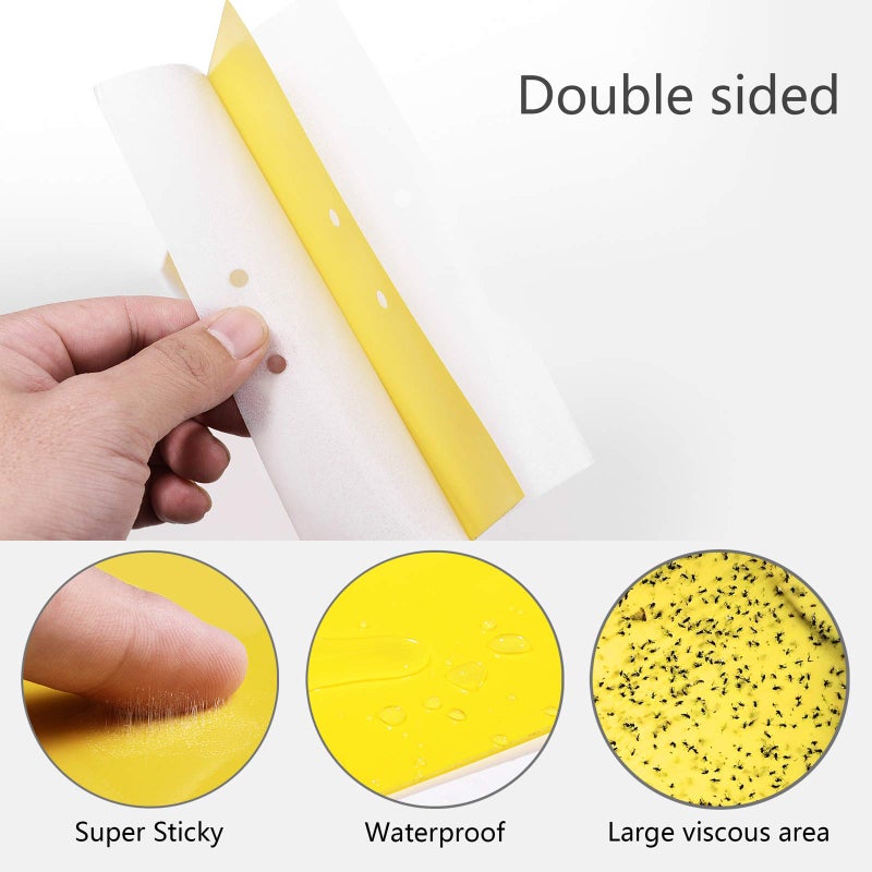 Garutom 20-Pack Dual-Sided Yellow Sticky Traps for Flying Plant Insect Such as Fungus Gnats, Whiteflies, Aphids, Leafminers, etc (6x8 Inches, Included 20pcs Twist Ties) - Image 3