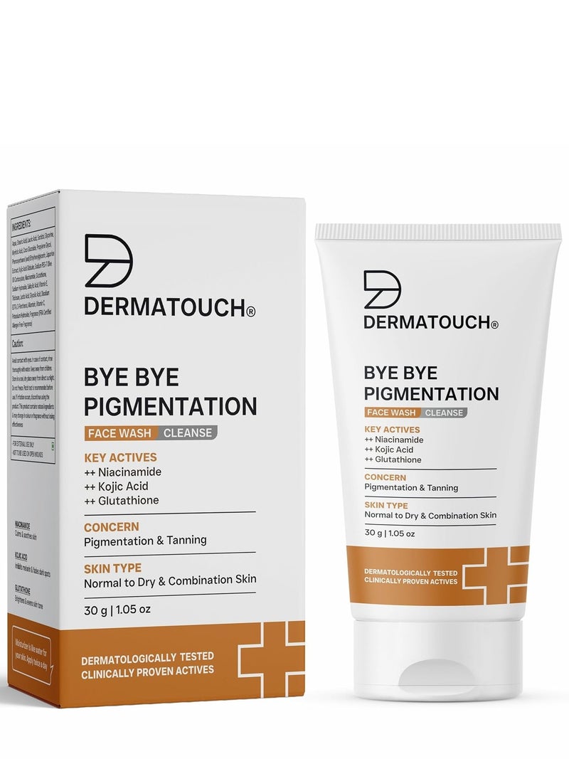 DERMATOUCH Bye Bye Pigmentation Face Wash || Anti Pigmentation Face Wash for Women/Men with Niacinamide, Kojic Acid, & Glutathione -30G - Image 1