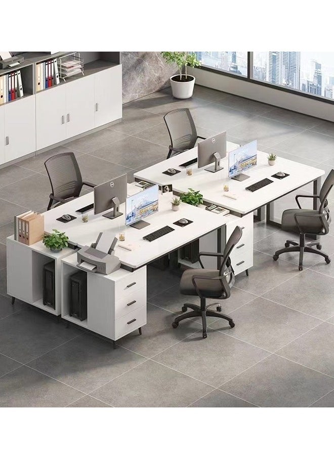 fashionhome - Modern Length Retractable Design Home Office Desk Multifunction Table Built in CPU Storage Rack Computer Desk Workstation with 3 Drawers 120x60x75 cm - Image 1