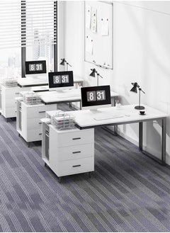 fashionhome Modern Length Retractable Design Home Office Desk Multifunction Table Built in CPU Storage Rack Computer Desk Workstation with 3 Drawers 120x60x75 cm  - Image 4