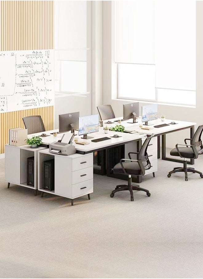 fashionhome - Modern Length Retractable Design Home Office Desk Multifunction Table Built in CPU Storage Rack Computer Desk Workstation with 3 Drawers 120x60x75 cm - Image 1