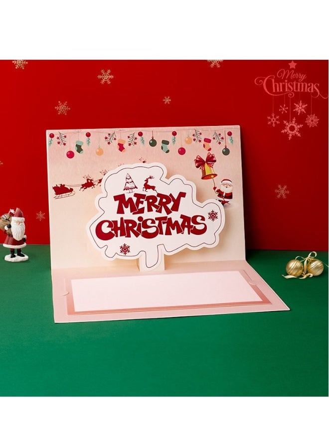 بيوينتي بطاقة عيد الميلاد بطاقة ثلاثية الأبعاد مخصصة للأطفال بطاقة إبداعية حمراء للعطلات