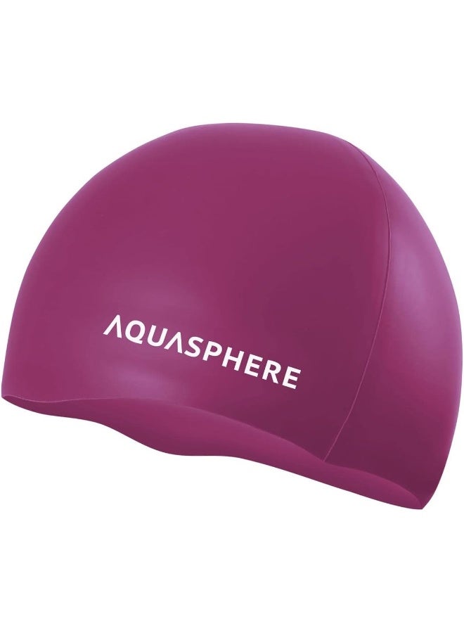 Aqua Sphere Silicone Plain Cap, Dark Pink/White - Image 1