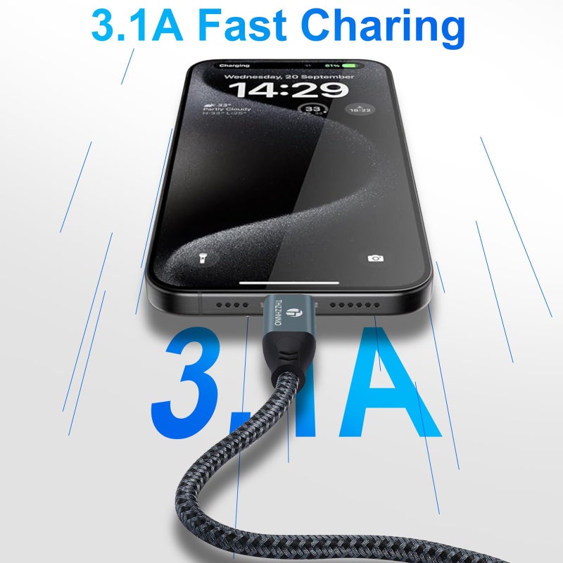 Thzzhnno USB A to USB C Cable 6.6FT, USB 3.1 USB 3.2 Gen2 10Gbps Data Transfer Cable Cord for Samsung Galaxy/iPhone 15/MacBook Pro/iPad Pro - Image 4