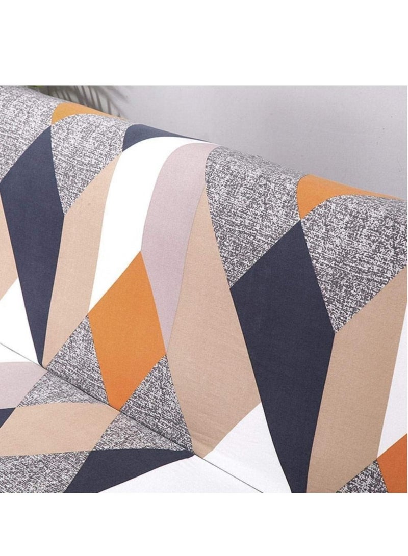 Captaintech Stretch Slipcover Armless Sofa Cover Stretch Sofa Bed Slipcover Protector Elastic Spandex Modern Simple Folding Couch Cover for Home Office 150 190cm Orange Gray Grid - Image 5