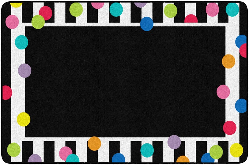 Flagship Carpets Schoolgirl Style Just Teach Bright Polka Dot Border Classroom Area Rug for Indoor Classroom Learning or Kid Bedroom Educational Play Mat 5x76 Multi