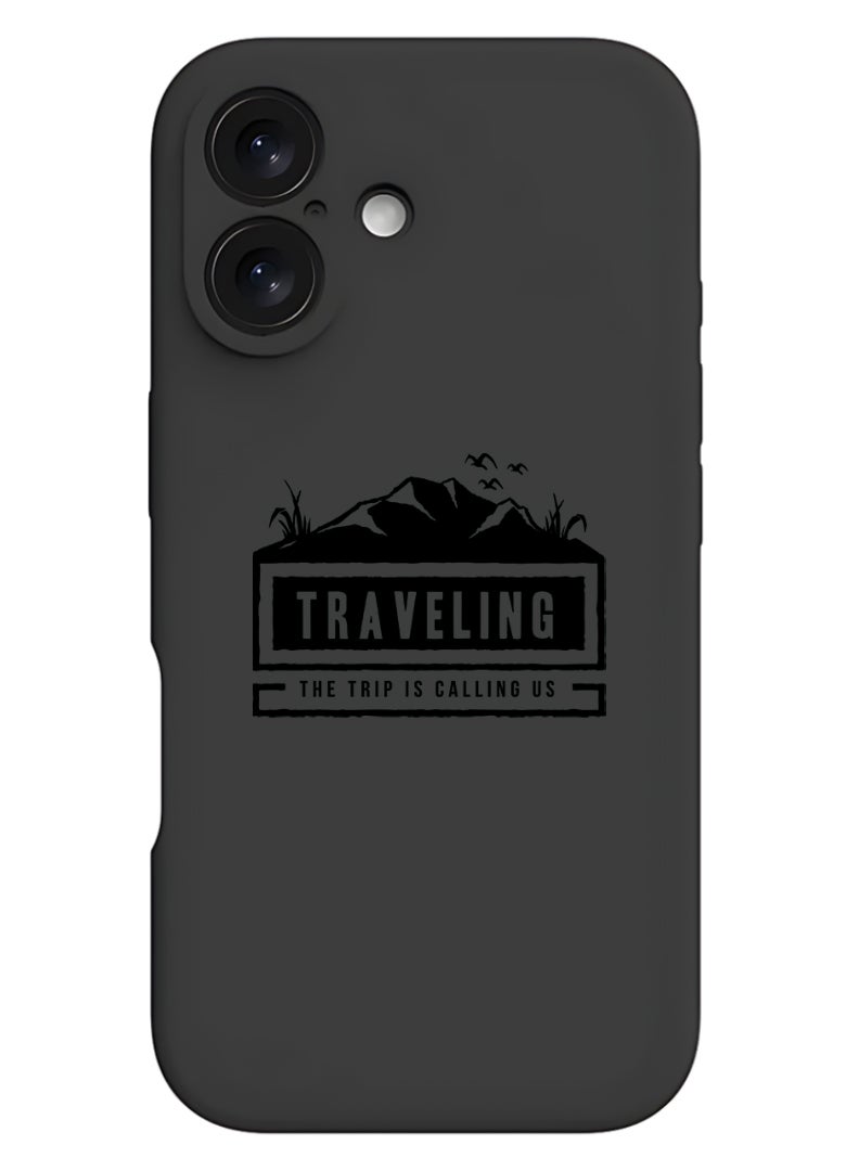 Theodor حافظة آيفون 16 بلس سوداء واقية رفيعة من سائل السيليكون مع حماية كاملة للجسم ضد الخدوش وصدمات للحماية من آيفون - للسفر - Image 1