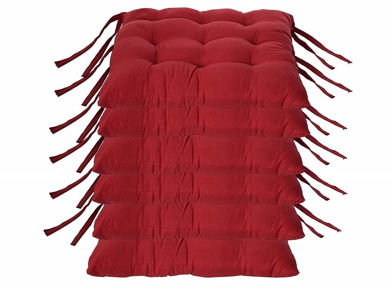 MITULSquare Chair PadSeat CushionCar Seat PadOffice Chair PadStool CushionCotton Chair Pad 40X40 CM Square RED 6 - Image 1