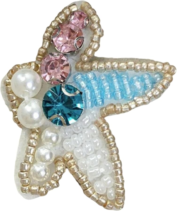 بقع بحرية على شكل نجوم البحر 10 قطع بقع كائنات بحرية مع لآلئ وأحجار الراين للملابس والسترات - Image 5