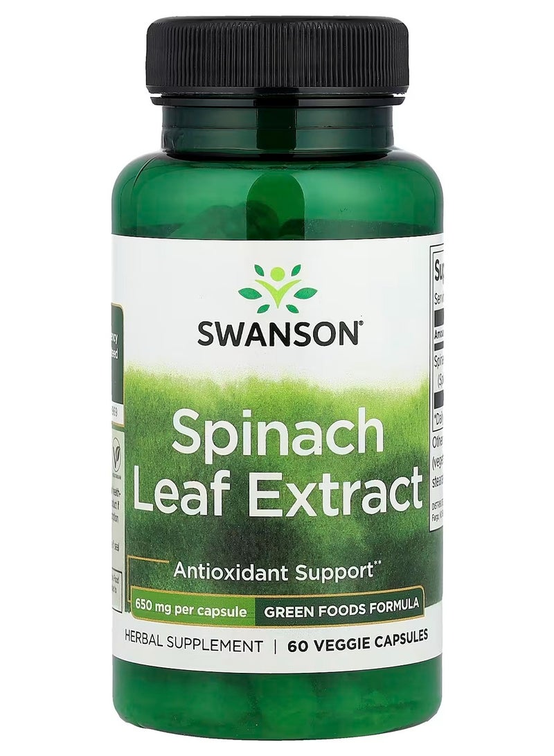 Swanson, Spinach Leaf Extract, 650 mg, 60 Veggie Capsules