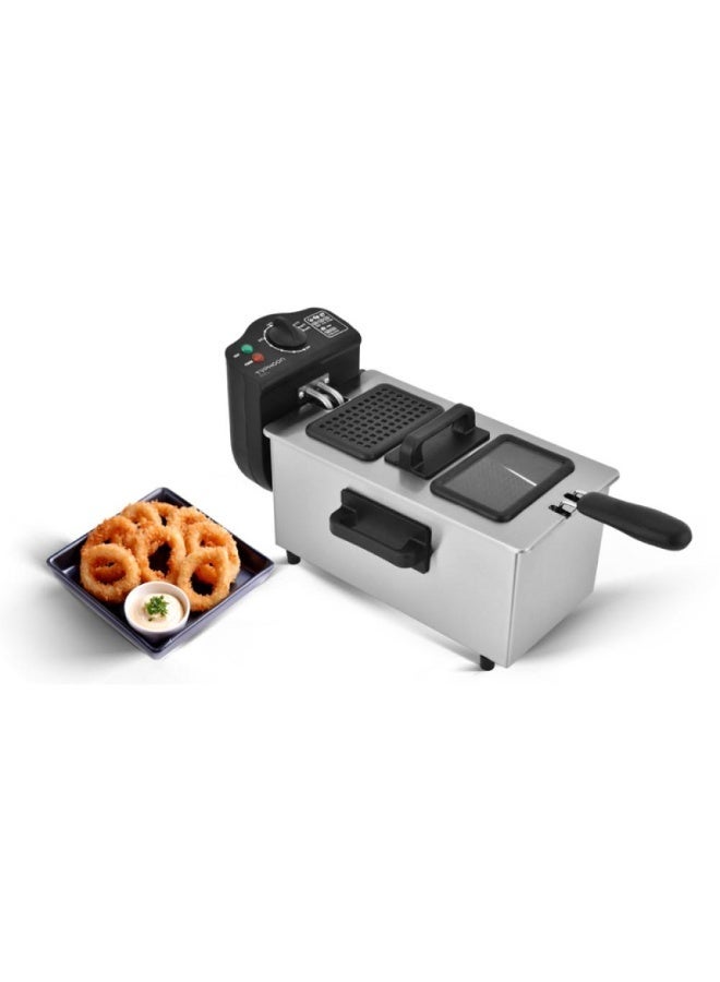 Typhoon Deep fryer without window - 3 liters - 2000 watts - Silver - TY-04-002 - Image 1