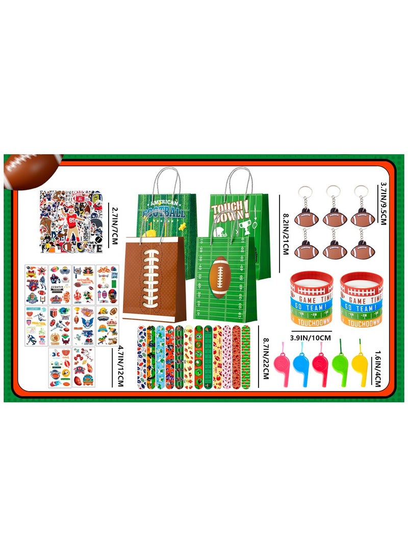 FRUITFUL PARTY 122pcs All-In-One Football Party Favors for 12 Guests, Football Theme Party Bags, Football Keychains Bracelets Stickers Whistle etc Rugby Party Favors for Football Party Decor  - Image 3