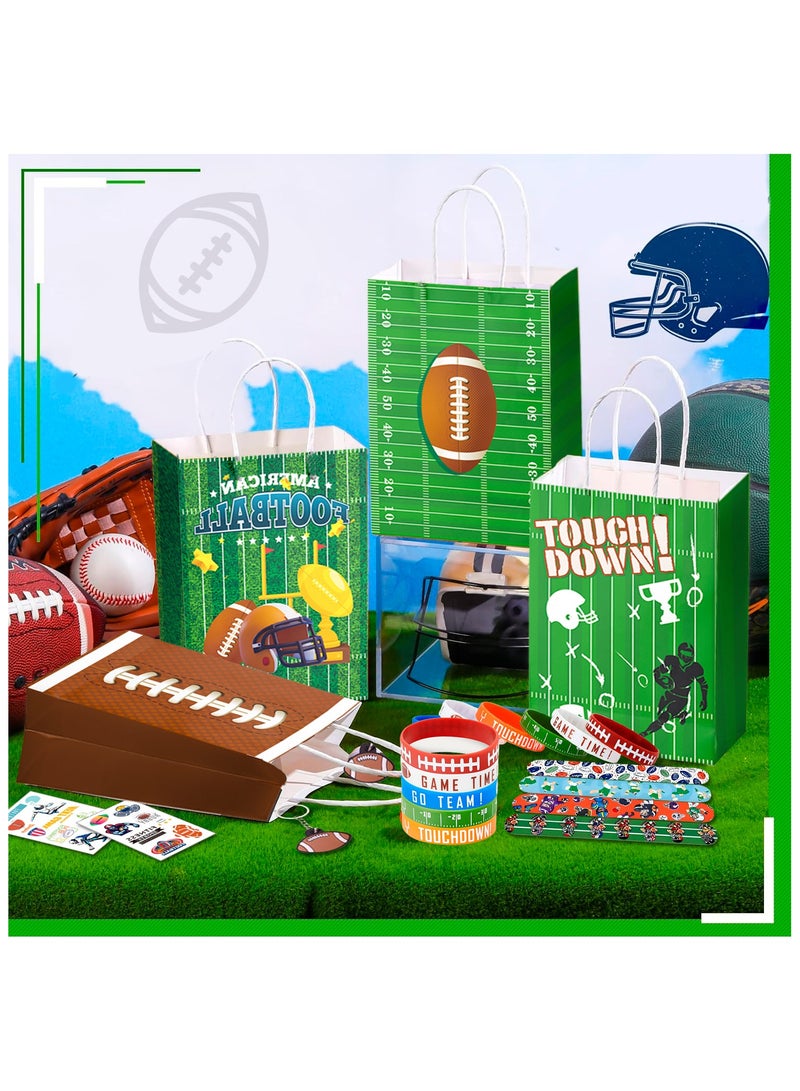 FRUITFUL PARTY 122pcs All-In-One Football Party Favors for 12 Guests, Football Theme Party Bags, Football Keychains Bracelets Stickers Whistle etc Rugby Party Favors for Football Party Decor  - Image 4