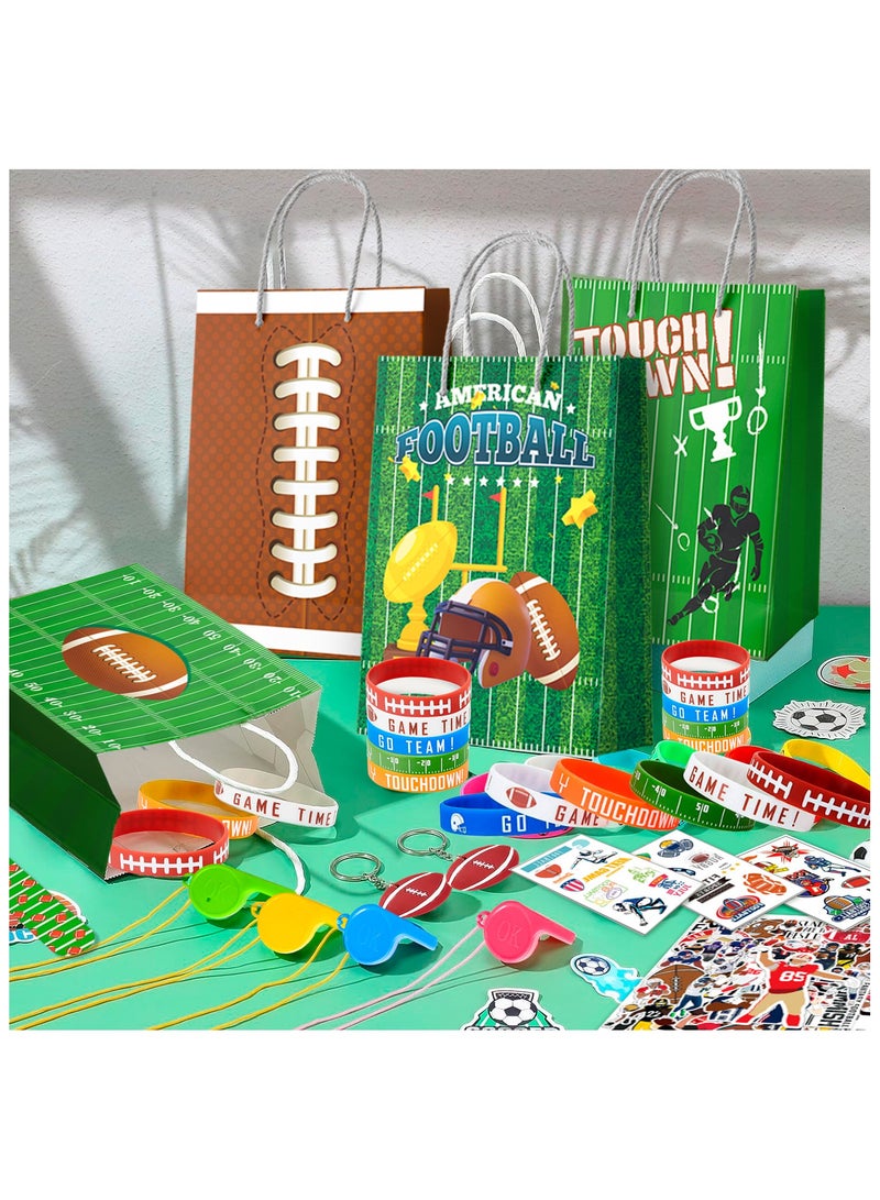 FRUITFUL PARTY 122pcs All-In-One Football Party Favors for 12 Guests, Football Theme Party Bags, Football Keychains Bracelets Stickers Whistle etc Rugby Party Favors for Football Party Decor  - Image 5