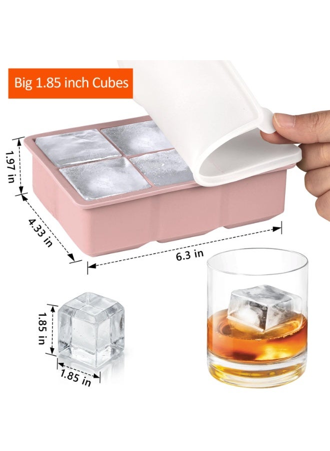 Silicone Ice Cube Trays 4 Pack - Large Size Silicone Ice Cube Molds with Leak Proof Removable Lid Square Ice Cube Tray And BPA Free for Cocktail,Whiskey, Stackable Flexible Ice - Image 2