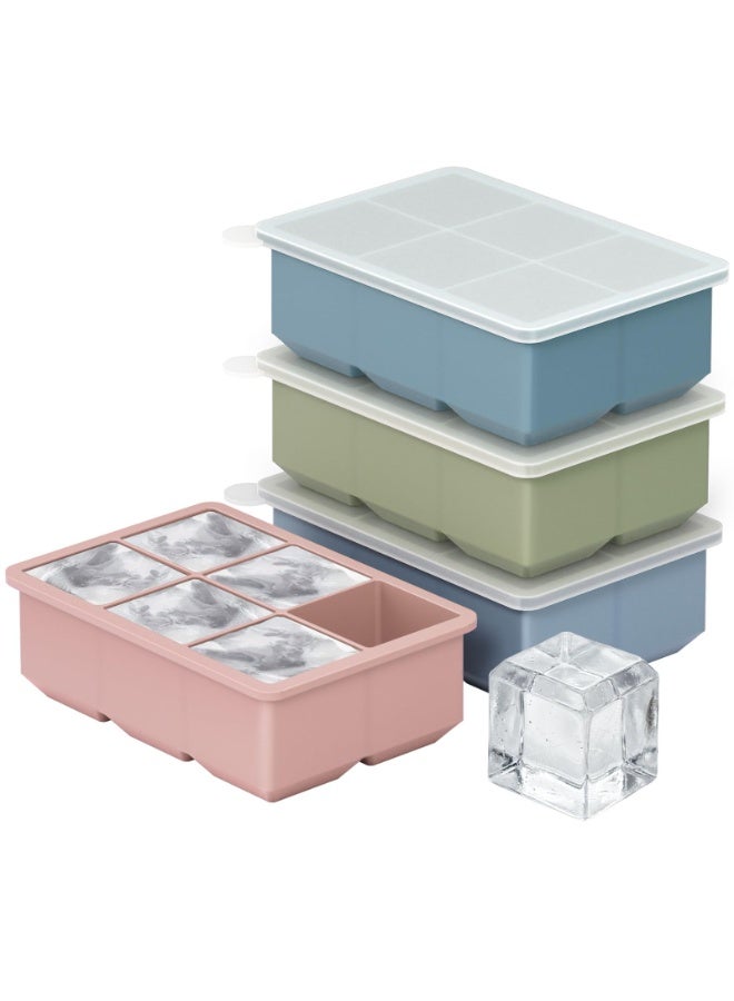 Silicone Ice Cube Trays 4 Pack - Large Size Silicone Ice Cube Molds with Leak Proof Removable Lid Square Ice Cube Tray And BPA Free for Cocktail,Whiskey, Stackable Flexible Ice - Image 1