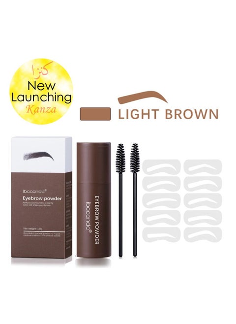 One Step Eyebrow Shaping Kit Reusable Brow Stamp Definer Makeup Tools With Eyebrow Powder Stamp 10 Eyebrow Pen Stencils Kit 2 Eyebrow Pen Brushes No.2 Light Brown