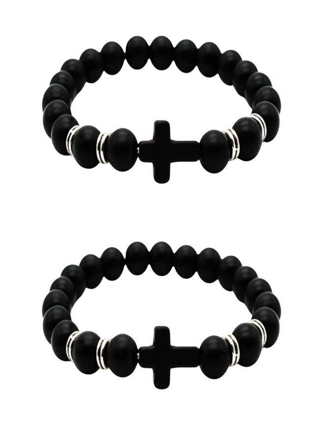 Salty Alpha Pack of 2 Near God Volcanic Rock Band for Men | Hand Bands for Boys | Wrist Bracelets for Man | Fashion Jewellery Accessories | Stylish | Christmas, Marriage, Birthday | Gift for Valentine Day - Image 1