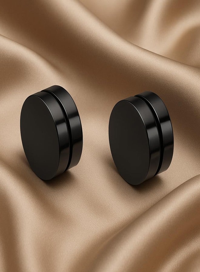 VIEN 8MM Stainless Steel Magnetic Earring Studs for Non Pierced Ears for Men Women - Image 2