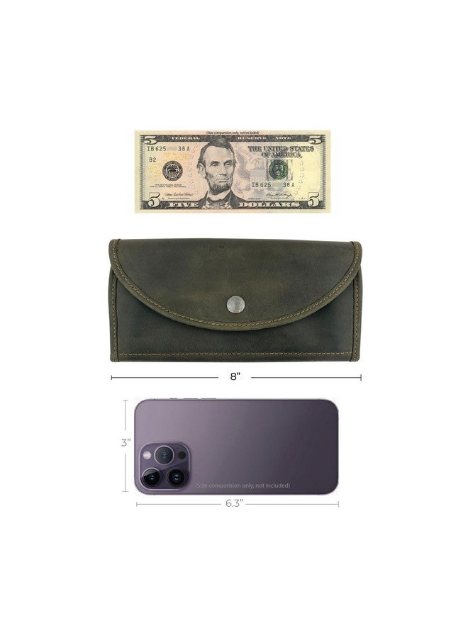 Hide & Drink Snap Clutch Wallet For Women Money Holder And Card Organizer With Zippered Pouch Full Grain Leather Handmade Dark Jade - Image 5