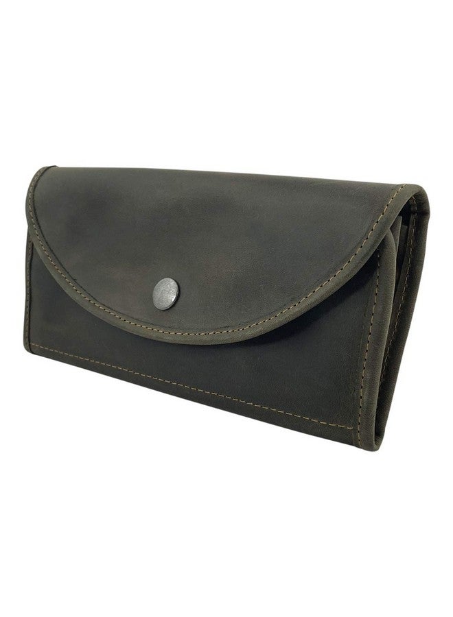 Hide & Drink Snap Clutch Wallet For Women Money Holder And Card Organizer With Zippered Pouch Full Grain Leather Handmade Dark Jade - Image 3