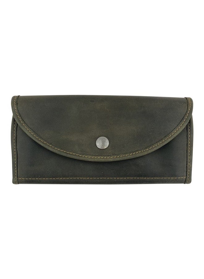 Hide & Drink Snap Clutch Wallet For Women Money Holder And Card Organizer With Zippered Pouch Full Grain Leather Handmade Dark Jade - Image 1