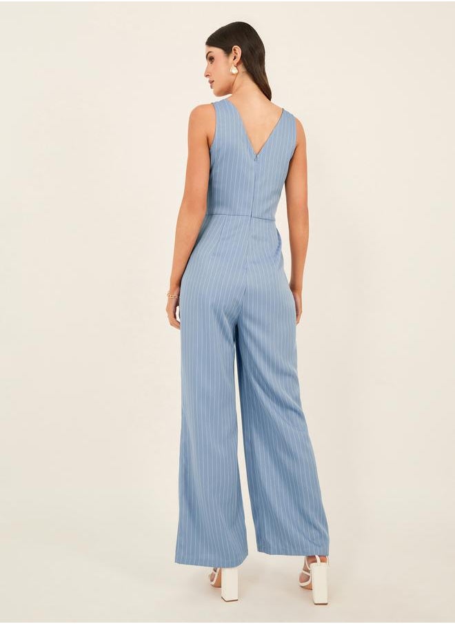 Styli - Sleeveless Striped Wide Leg Jumpsuit - Image 1