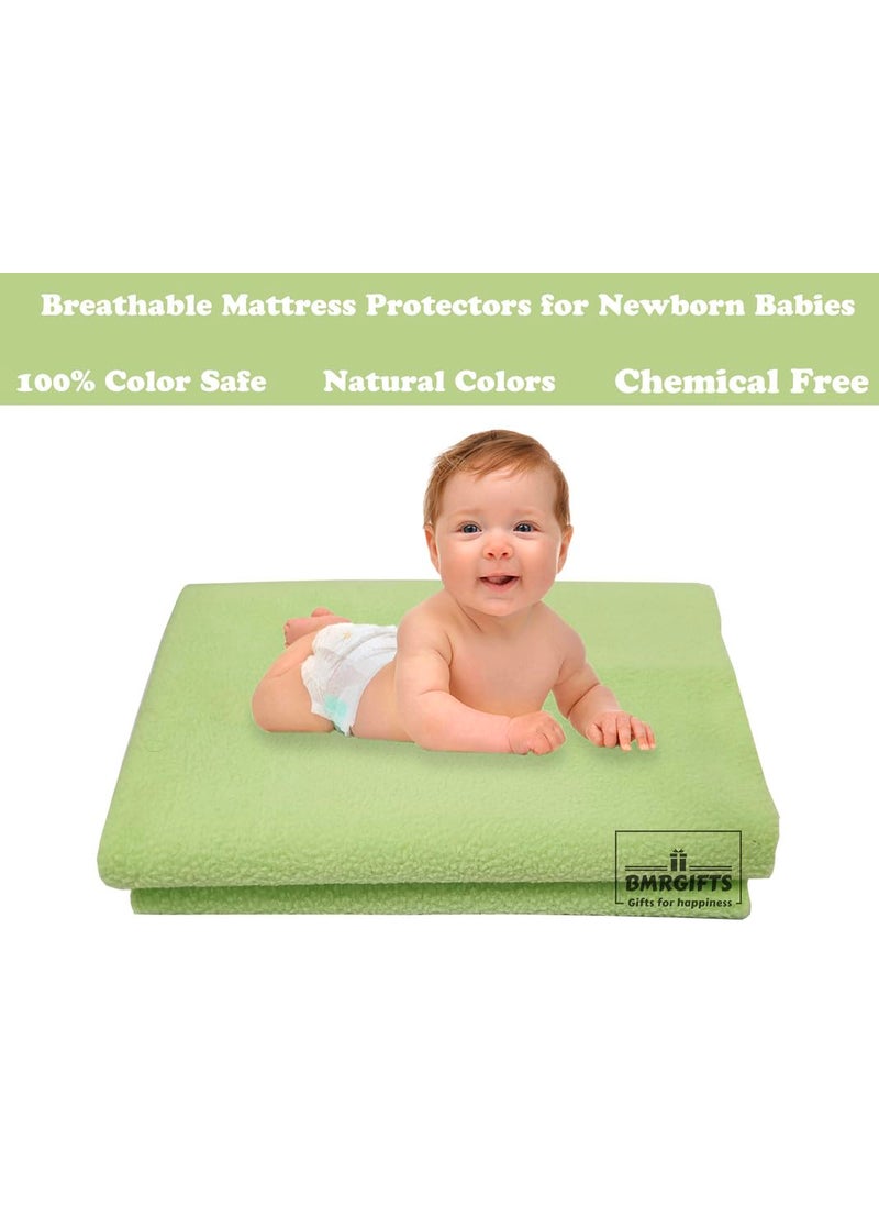 BMRGIFTS BMRGIFTS Cotton Extra Absorbent Waterproof Quick Dry Sheet for Baby Washable Mattress Bed Protector Sheet for Toddler Children Pack of 3 Medium Size 70x100 cm Pink Royal Blue Light Green  - Image 2