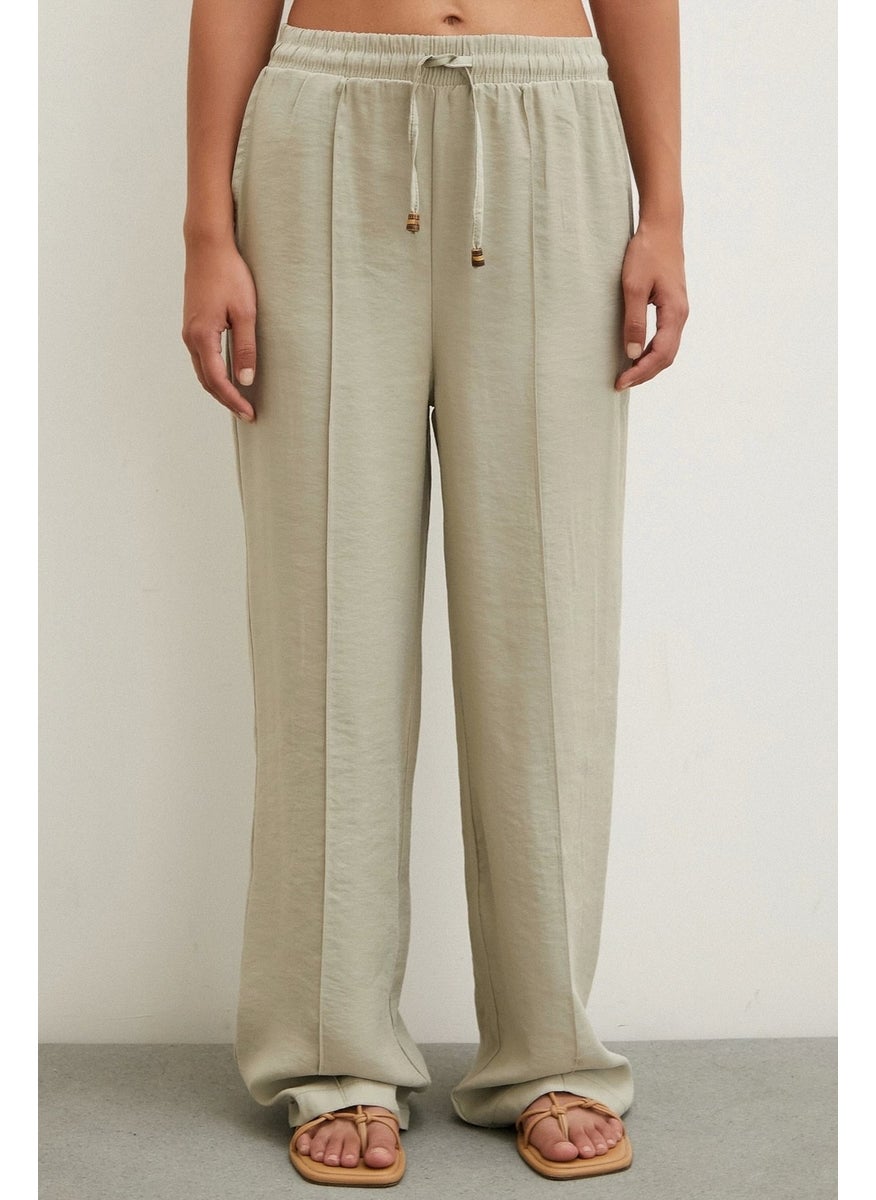 Never More Waist Tie Trousers Stone  - Image 4