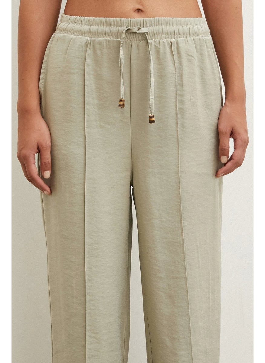 Never More Waist Tie Trousers Stone  - Image 5