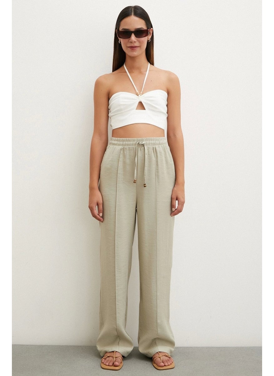 Never More Waist Tie Trousers Stone  - Image 3