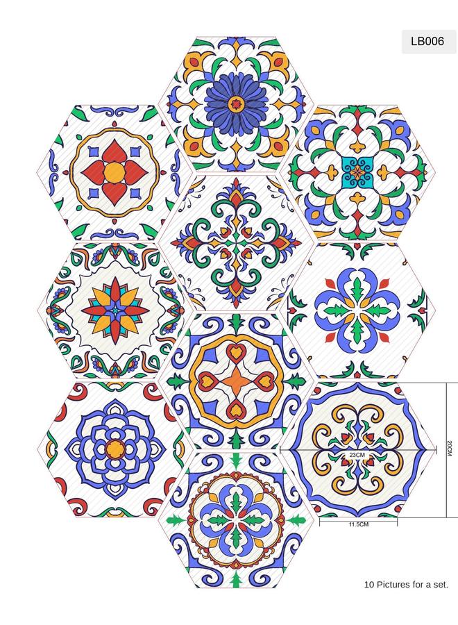 الأزرق جي دبليو الجملة حمام المطبخ ملصق جدار المطبخ غير قابل للانزلاق ، أرضيات سداسية الأضلاع ، ملخص LB001-040 - Image 1