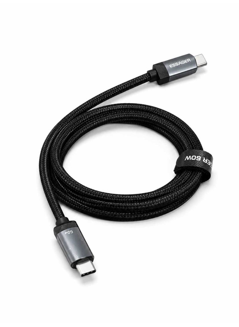 ESSAGER USB C to USB C Cable Digital display 100W USB C Charger Cable for iPhone 17/17 Air/17 Pro/17 Pro Max/16, MacBook Pro, iPad Pro Samsung Galaxy S25/S24/S22 Ultra, Switch, Pixel, (60W, 1M) - Image 1
