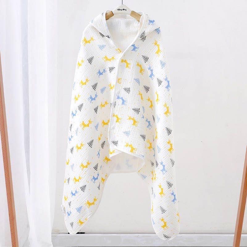 4-Layer Gauze Children'S Poncho Baby Bath Towel Printed Infant Cloak Towel Hooded Cape Style - Image 4