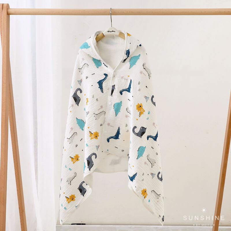 4-Layer Gauze Children'S Poncho Baby Bath Towel Printed Infant Cloak Towel Hooded Cape Style - Image 2