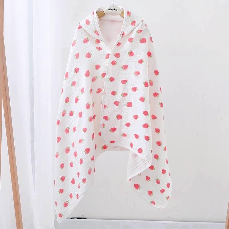 4-Layer Gauze Children'S Poncho Baby Bath Towel Printed Infant Cloak Towel Hooded Cape Style - Image 3